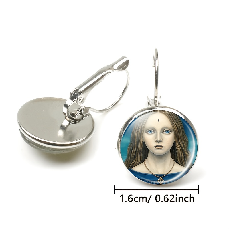 2pcs Set of Exquisite White Earrings with Blue Background